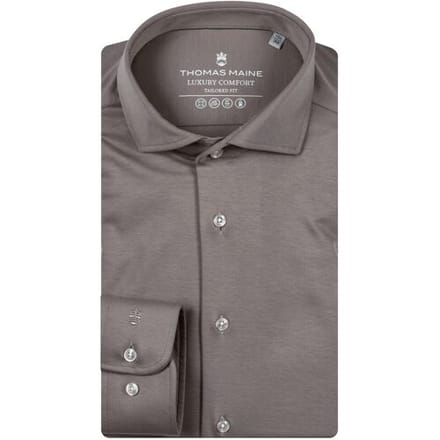 Thomas Maine Overhemd Roma Modern Kent Soft Liquid Cotton Licht Beige / male