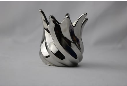 Waxinelichthouder zilver 9x9x9,3cm