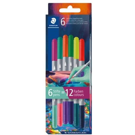 STAEDTLER Viltstiften - Dubbelzijdig - Etui van 6