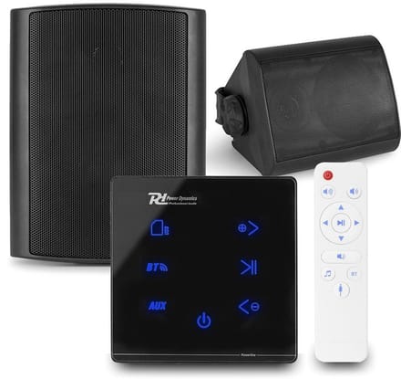 Power Dynamics set van 2 BGO40 speakers met de A50B inbouw versterker - Bluetooth - 2x 20W - Zwart