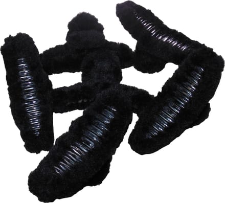 6 grote haarklemmen 12 cm fluffy zwart