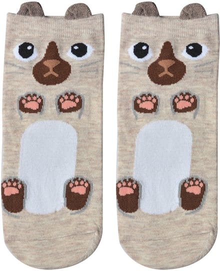 Clayre & Eef Grappige Sokken one size Beige Polyester Kat