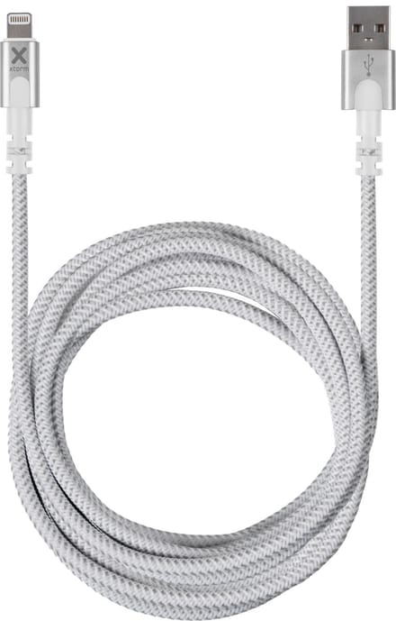 Xtorm USB naar Lightning Kabel - 3 Meter - High-Speed Opladen - Extra stevige USB Kabels - Lange Oplaadkabel - Snellader geschikt voor iPhone/Apple - Wit