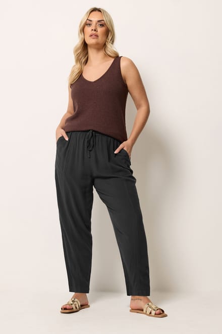 Yours Zwarte Chambray Barrel Broek Size 50-52