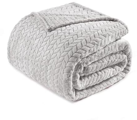 Zachte Jacquard Flanel Fleece Deken - 230x230 CM Lichtgrijs