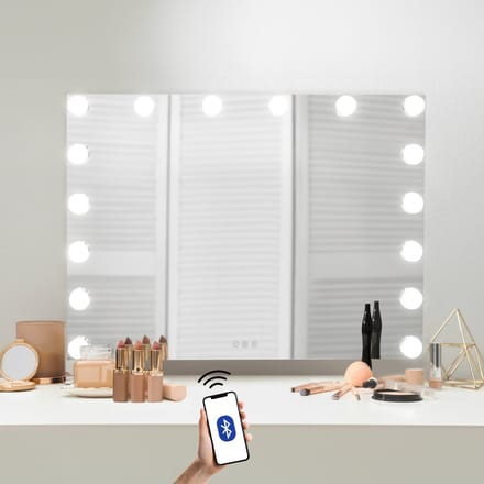Led bluetooth spiegel - wit - 80x60cm - dubbele bluetooth speakers