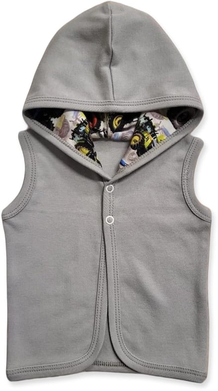 Dartomik - Kinderbodywarmer - Grijs - Met Capuchon - Maat 98