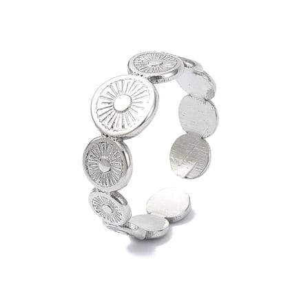 Ring stainless steel rounds bohemian, one size ring, zilverkleurig, 100% waterproof, verstelbare ring, cadeau