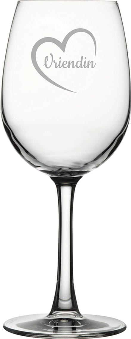 Gegraveerde witte wijnglas 36cl Vriendin met hartje