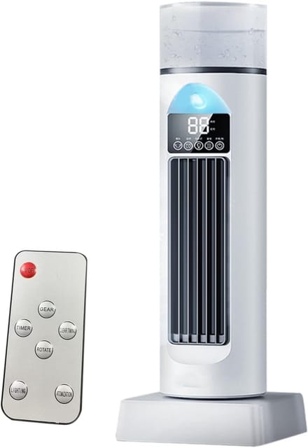 Torenventilator - Ventilator zonder bladen - Stille koeling thuis - 6 snelheden met water - 38 cm hoog - Wit