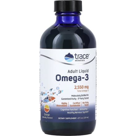 Trace, Volwassen Vloeibare Omega-3, Sinaasappel, 2.550 mg, 8 fl oz (237 ml)
