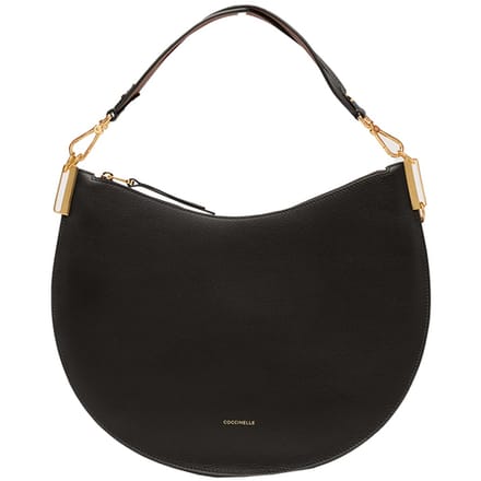 COCCINELLE Leren schoudertas Sunup Handbag Double Grainy Leather Noir / Cognac zwart