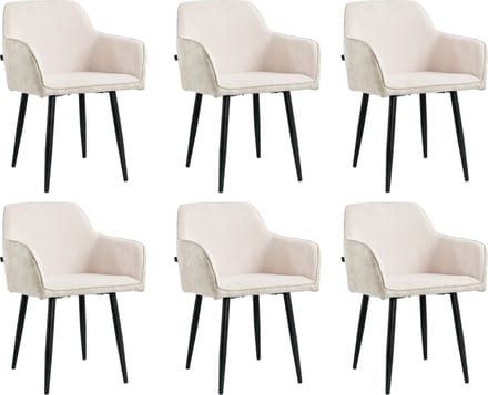 Lina® Tony Eetkamerstoel - Beige - Set van 6 - Ribstof