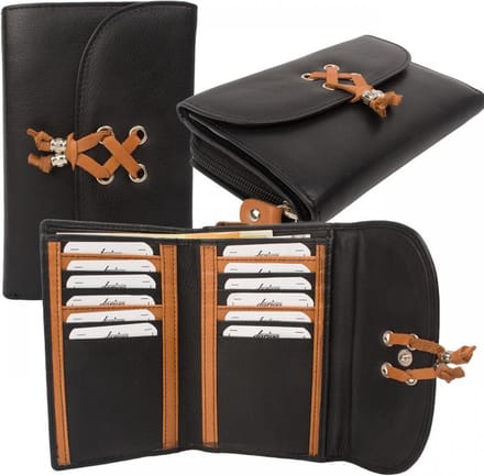 Dariya Portemonnee 3004 Zwart Tan Leer