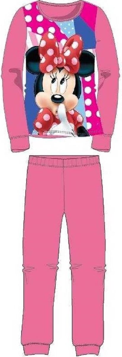 Disney Minnie Mouse - Pyjama - Maat 128 - Donkerroze - Meisjespyjama