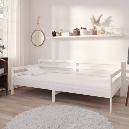 vidaXL - Slaapbank - met - matras - massief - grenenhout - wit - 90x200 - cm