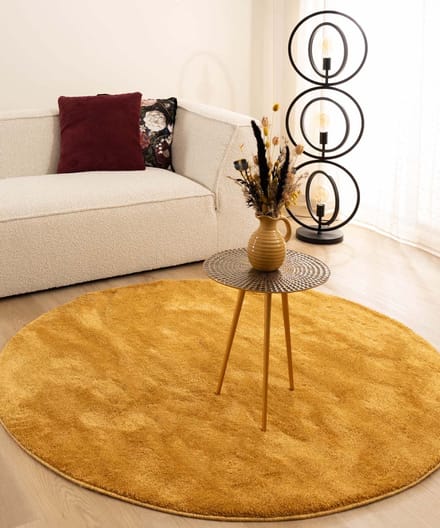 Velours vloerkleed rond - Flair goud 300