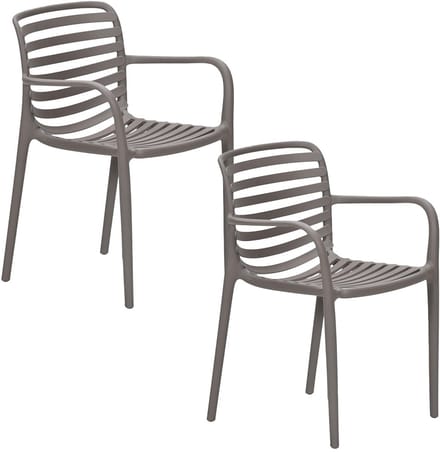 Garden Impressions Mees tuinstoel taupe - 2 stuks