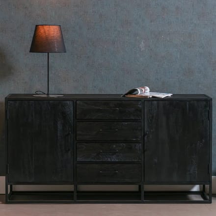 Mangohouten Dressoir Florence 165 cm Mahom Industrieel - Dressoir van Mangohout & Metaal - Industriële Dressoir