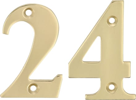 AMIG Huisnummer 24 - massief messing - 5cm - incl. bijpassende schroeven - gepolijst - goudkleur
