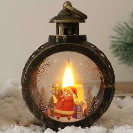 Kerstverlichting - Lantaarn - Kerstman - Sfeerverlichting - Decoratief - Bronze uitstraling - Batterij