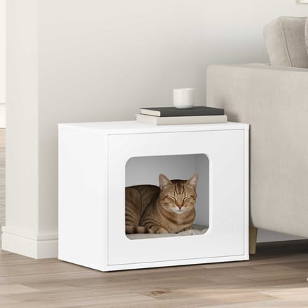 vidaXL - Kattenhuis - Wit - 51 - x - 30 - x - 42,5 - cm - Bewerkt - hout