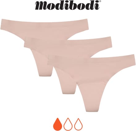 Modibodi Menstruatie Ondergoed Licht Absorberend Dames Naadloze String 3 Pack Cashew 42