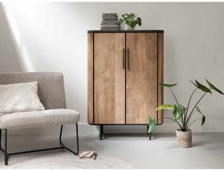 DTP home Soho bergkast teakhout en Mortex naturel / zwart - 90 x 40 x 130 cm
