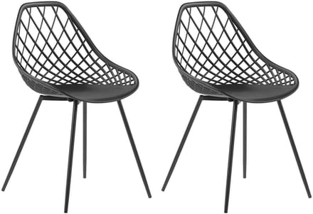 CANTON - Eetkamerstoel - Zwart - Synthetisch materiaal
