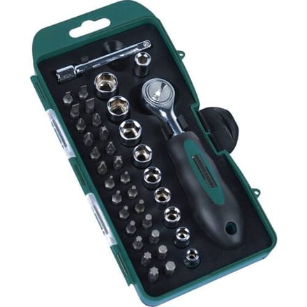 Mannesmann Dop- en bitset - 38-delig - PH/PZ/TX/SL - Groen/zwart