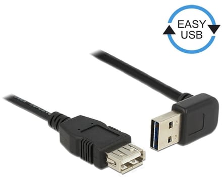 Easy-USB2.0 verlengkabel USB-A haaks boven/beneden - 2 meter