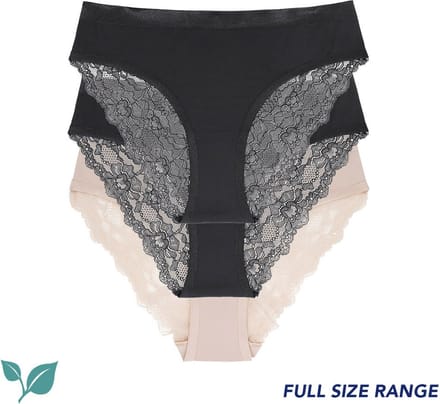 Dorina string Crystal - 3-pack - kant - Zwart/Beige- XS