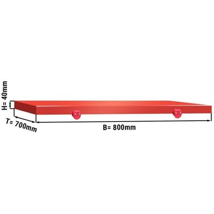 GGM Gastro Schneideplatte für Arbeitstisch - 800x700mm - HACCP-Konform - Rot Rood