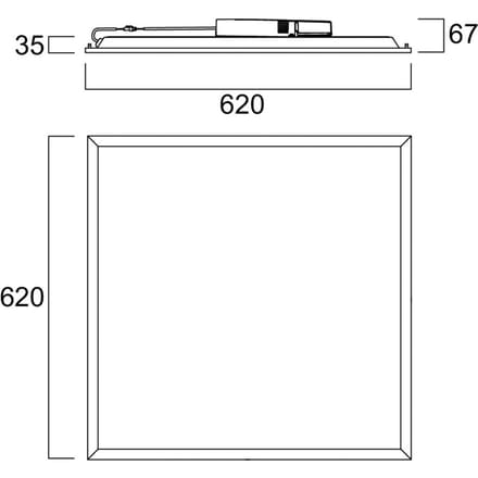 Sylvania LED-inbouwpaneel QUANTUM wit 62x62 cm aan/uit 26 W UGR19 IP54