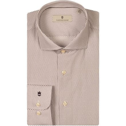 Thomas Maine Overhemd Poplin Geometric Dot Patern Roma Modern Kent Bruin / male