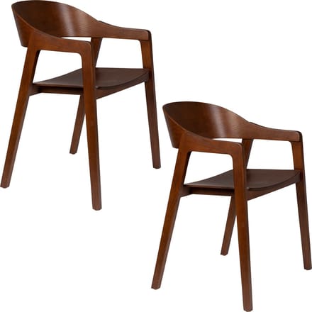 Dutchbone Westlake Eetkamerstoelen Armleuning Walnoot - Set van 2