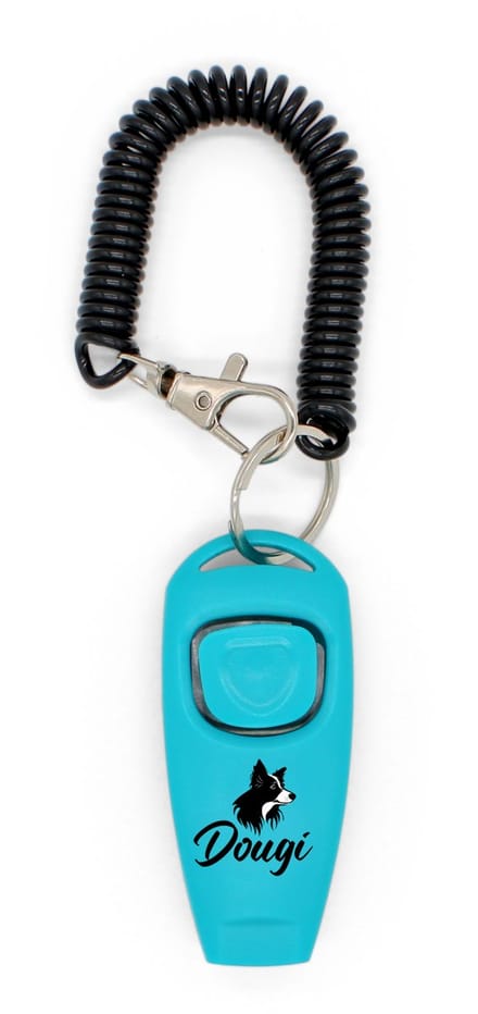 Dougi - Luxe clicker met fluit - Clickertraining voor Honden - met bevestiging - Inclusief Gratis E-Book - Blauw