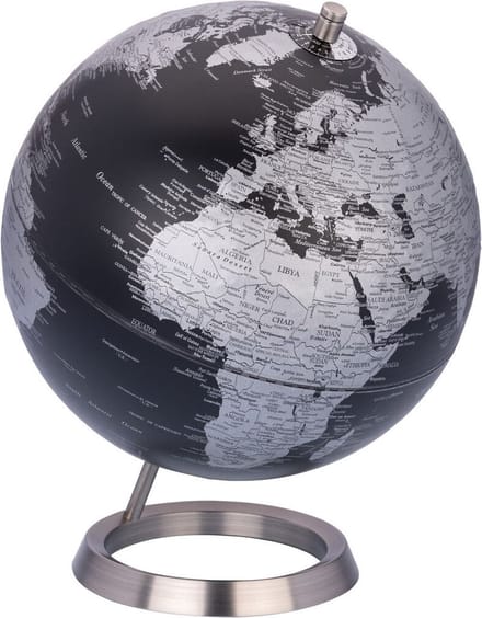 Troika | Wereldbol 23.5° | Zwart - Zilver | Ø25cm Emform