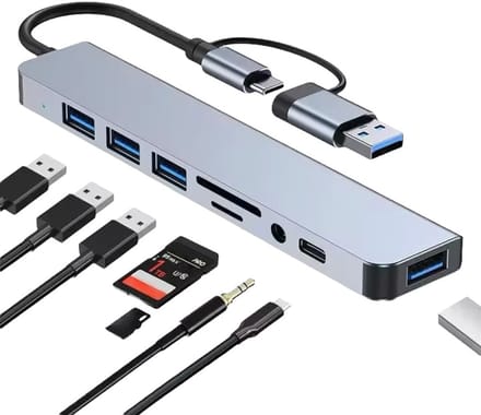 8 in 1 Usb Hub - Usb Splitter - Usb C Adapter - Usb c Converter- Usb a - Usb 3.0 - SD micro Reader - Usb docking Station