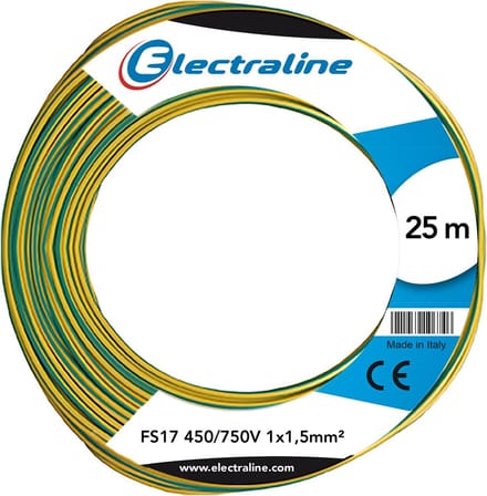 Unipolaire kabel 1 x 1,5 mm² geel/groen 25 M