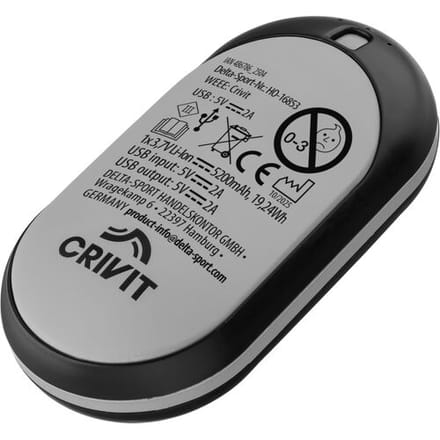 Criviti Outdoor Handwarmer - Oplaadbaar - Grijs/ zwart - 3 Instelbare temperaturen