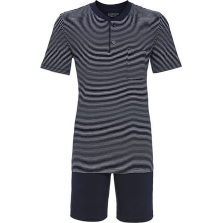 Ringella Katoenen heren shortama strepen Blauw man 48