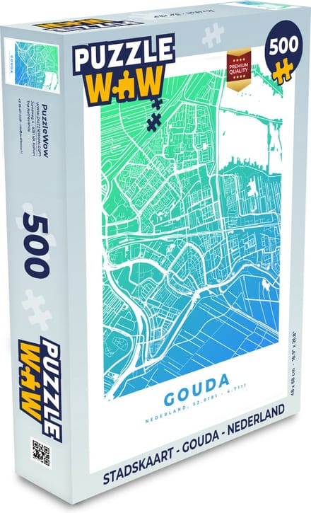 Puzzel Stadskaart - Gouda - Nederland - Legpuzzel - Puzzel 500 stukjes - Plattegrond