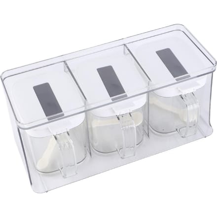 Kruiden Organizer Doos Wandhangend Ruimtebesparend Automatisch Openen Sluiten Plastic Kruidenpotjes voor white