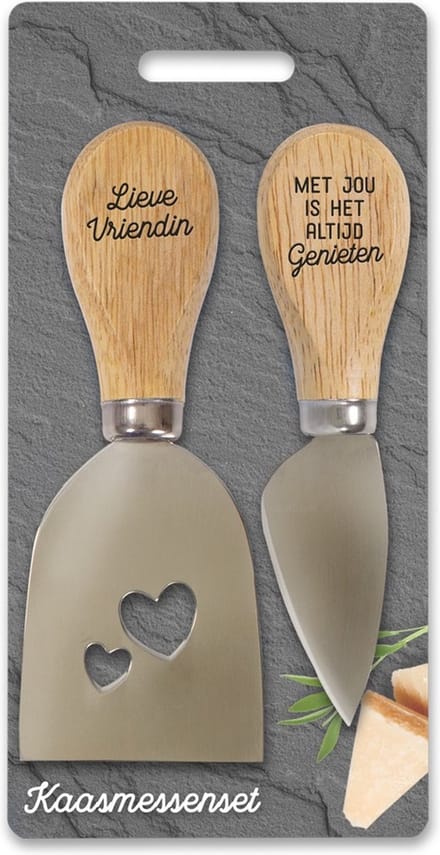 Kaasmesjes set met tekst Lieve vriendin