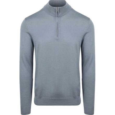 Profuomo Half Zip Pullover Merinowol Blauw - Maat S - Heren - Quarter zip