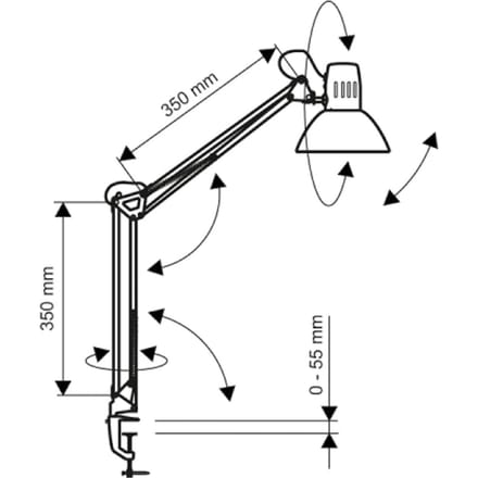 MAULstudy Bureaulamp - LED - Metaal - Wit - Tafellamp met Klem - E27 Fitting