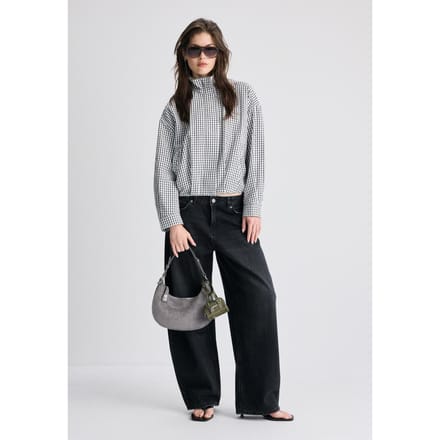 Stradivarius Oversized jack met ruitjes  Zwart XS