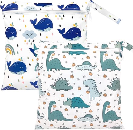 2 Stuks Waterdichte Natte Tassen met Rits voor Zwemkleding, Luiers & Gymspullen
