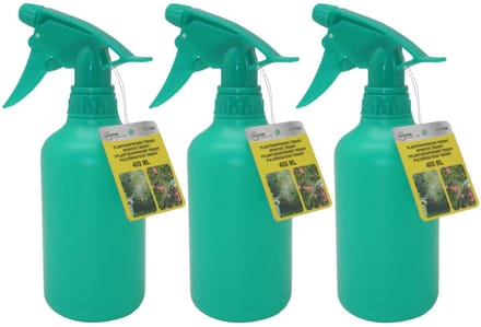 Benson Plantenspuit - 3x stuks - 400 ml - groen - compact - plantensproeier - vernevelaar